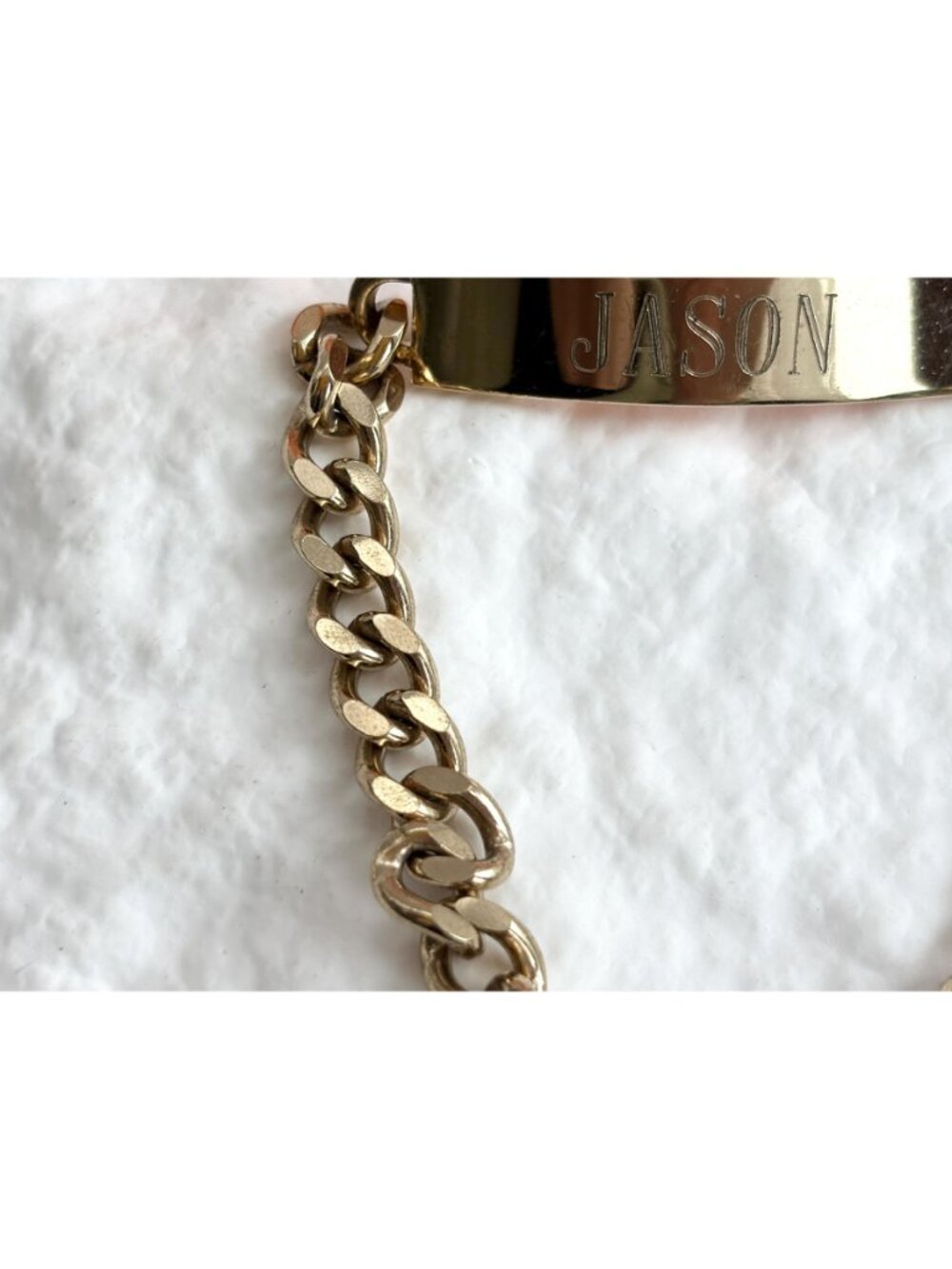 Chainlink Chunky "Jason" Carved Vintage 80's Style Panel Bracelet - Picture 4 of 14